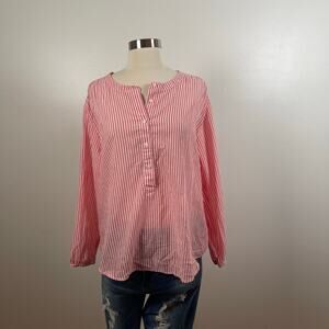 J. Crew • Stripe Crinkle Pullover In Bright Cerise